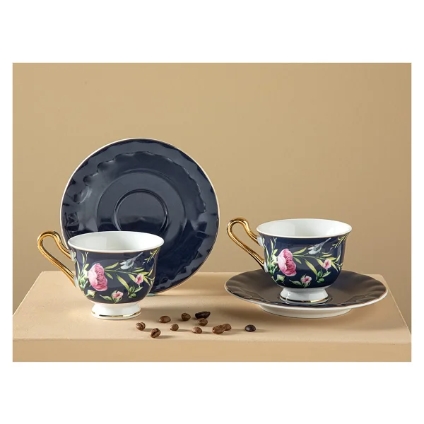 English Home Vanilla New Bone China Lacivert 2 Kişilik Kahve Fincan Takımı - Görsel 2