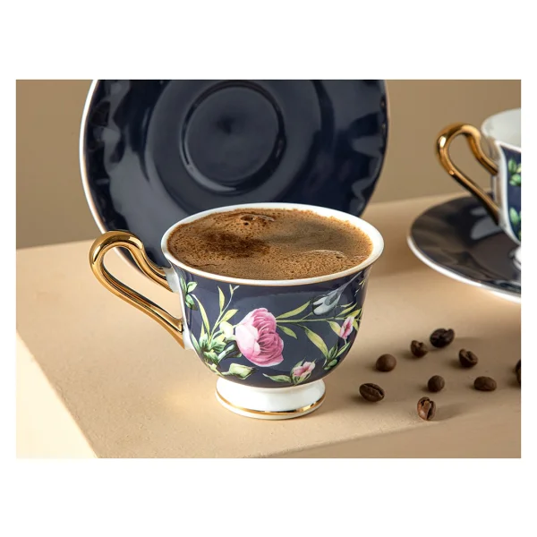 English Home Vanilla New Bone China Lacivert 2 Kişilik Kahve Fincan Takımı - Görsel 3