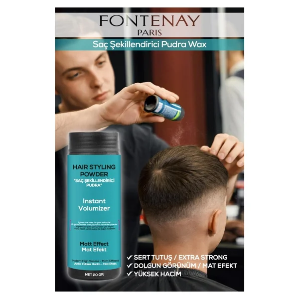 Fontenay Saç Şekillendirici Pudra Toz Wax Matt Effect Mavi 20gr X3 + 400ml Saç Sprey 4'Lü Set - 1 - Görsel 3