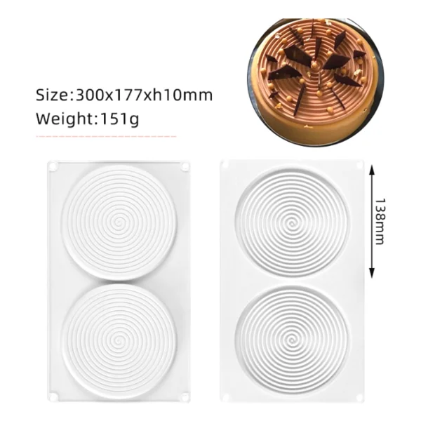 Pastry Planet Profesyonel 2 Li Spiral Silikon Pasta Kek Çikolata Kalıbı - Görsel 2