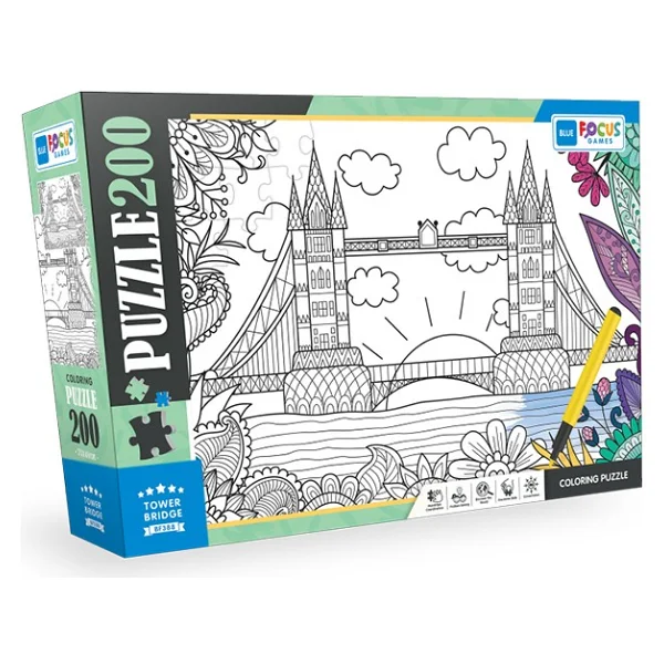 Blue Focus Kule Köprüsü Boyanabilir 200 Parça Puzzle BF388 - Görsel 6