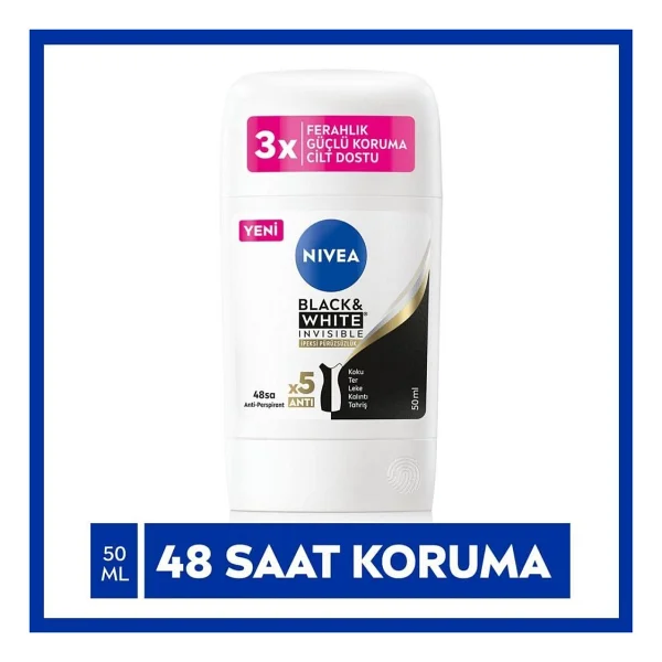 Nivea Invisible For Black & White İpeksi Pürüzsüzlük 50 ml Kadın Stick Deodorant - Görsel 3