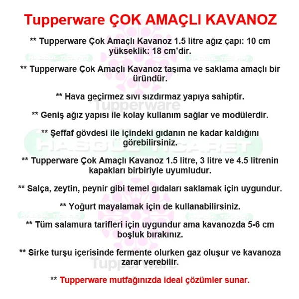 Tupperware Çok Amaçlı Kavanoz 1.5 Lt Taşıma Saklama Kabı Hsgl - Pembe - 1500 ml - 1 Adet - Görsel 2