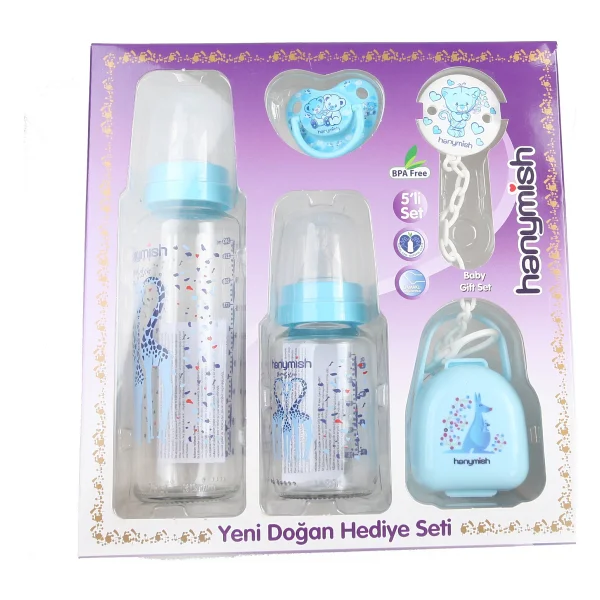 Hanymish Yenidoğan 5'li Cam Biberon ve Emzik Seti - Görsel 6