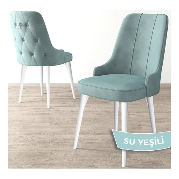 Canisa Concept Newa Serisi Babyface Kumaş Beyaz Metal Ayak Gümüş Halkalı 1 Adet Sandalye - Siyah - Görsel 3