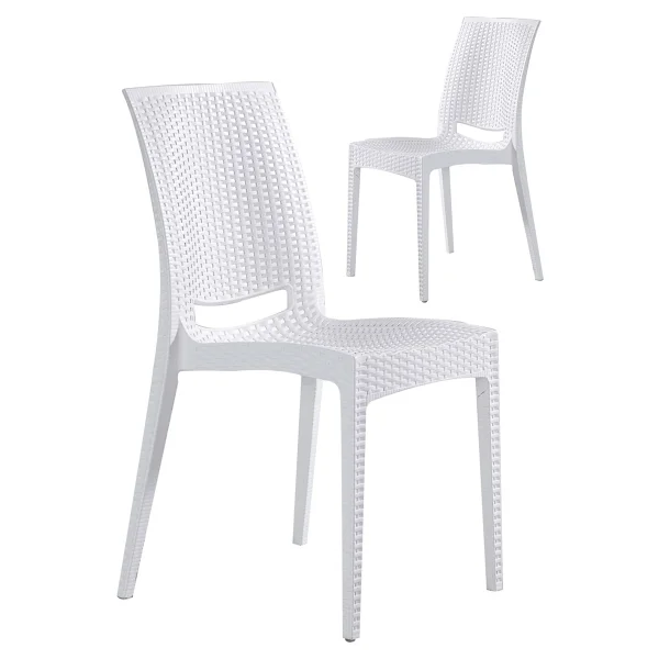 Mobetto 2 Adet Rattan Beyaz Sandalye / Balkon-Bahçe-Teras - Renkli - Görsel 4