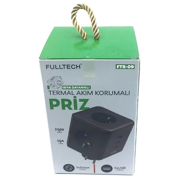 Fulltech FTR-09 2500 Joule USB'li Kablosuz 3'lü Akım Korumalı Priz - Görsel 3