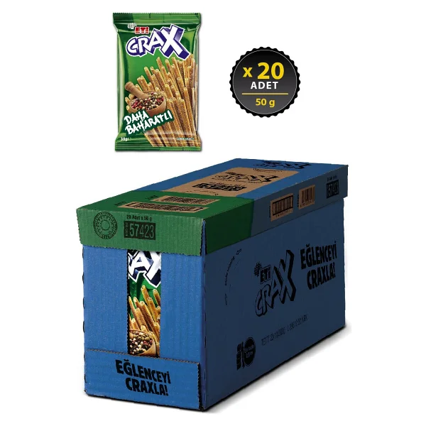 Eti Crax 50 gr 20'li Paket Baharatlı Çubuk Kraker - Görsel 7