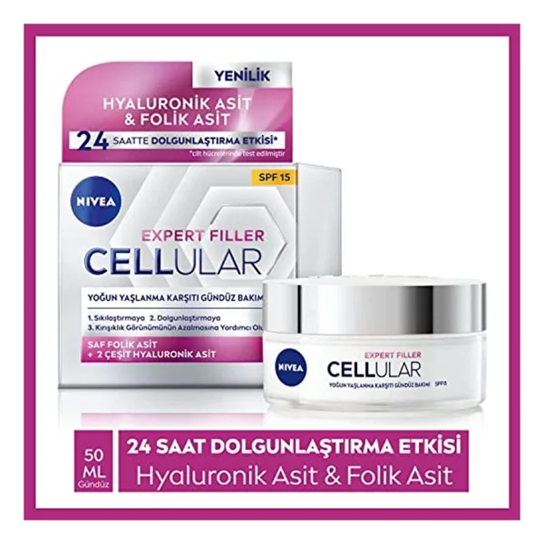 Nıvea Cellular Expert Filler Yoğun Gündüz Bakım Yüz Kremi 50 Ml, Hyaluronik Asit V - Görsel 3