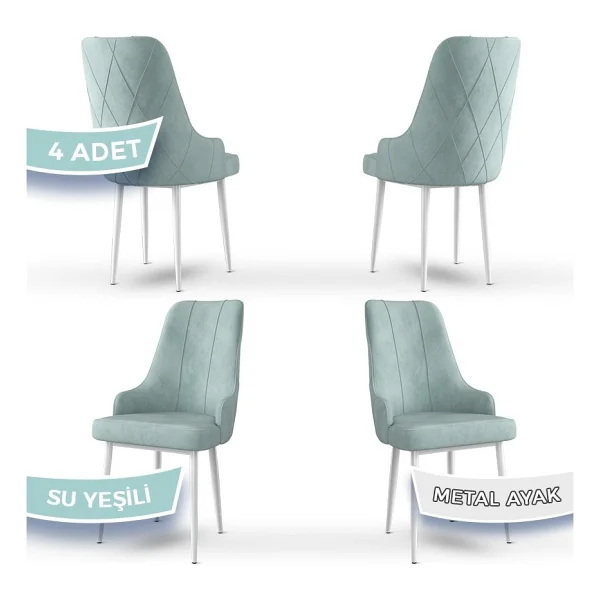 Canisa Concept Trex Serisi Babyface Kumaş Beyaz Metal Ayak 4 Adet Sandalye - Cappucino - Görsel 10