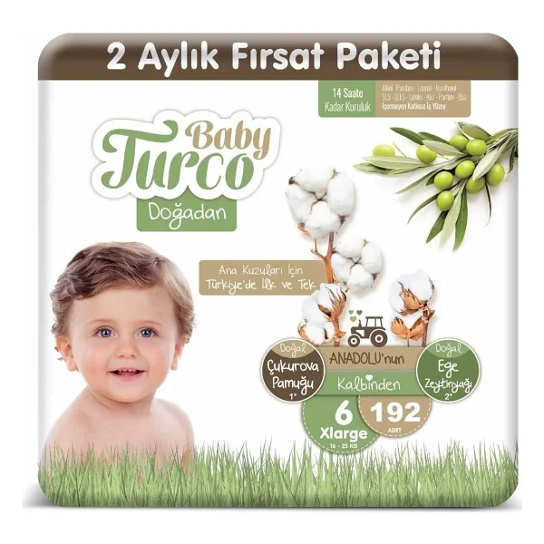Baby Turco Doğadan 7 Numara XX Large 168'li Bebek Bezi - Görsel 5