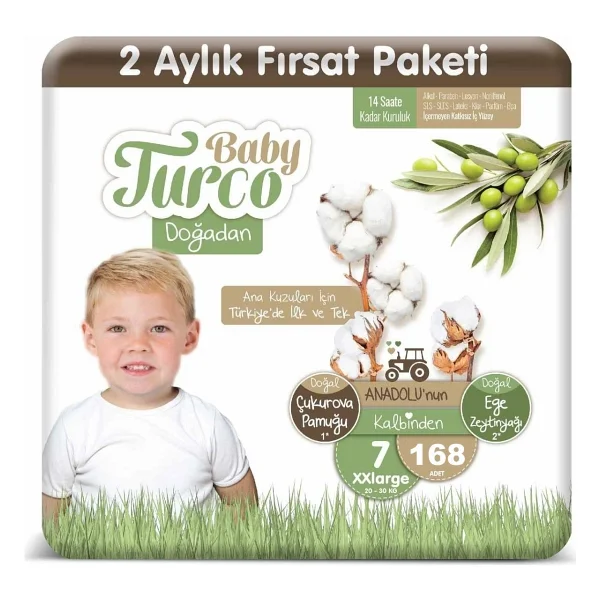 Baby Turco Doğadan 7 Numara XX Large 168'li Bebek Bezi - Görsel 3