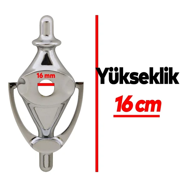 Badem10 Kumru Kapı Tokmağı Taktak Dürbün Uyumlu Tak Tak Zil Krom - Görsel 2
