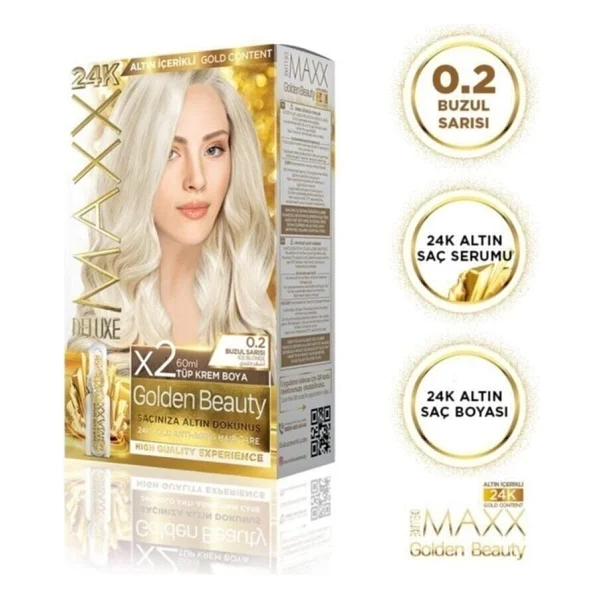 Maxx Deluxe Golden Altın İçerikli Saç Boyası 0.2 Buzul Sarısı - Görsel 2