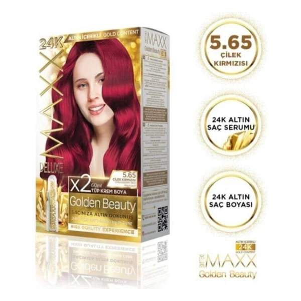 Maxx Deluxe Golden Altın İçerikli Saç Boyası 5.65 Çilek Kırmızısı - Görsel 2