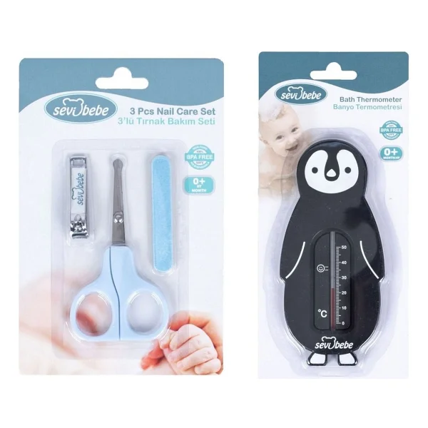Sevi Bebe Bakım Seti (Tırnak Bakım Seti+Banyo Termometresi) Art - Beyaz - Eflatun - 1 Yaş ve Üzeri - Görsel 2