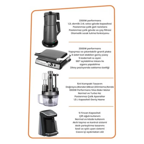 Goldmaster Platinium Antrasit 24 Parça Elektronik Çeyiz Seti - Görsel 5