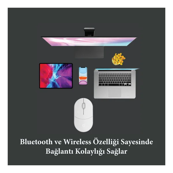 HP TLM1 3CY36PA Beyaz Sessiz Bluetooth ve Wireless Mouse - Görsel 5