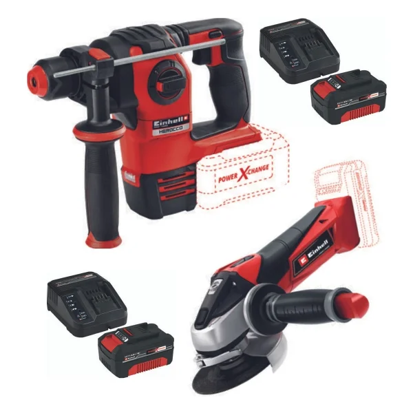 Einhell Herocco 18V Kırıcı Delici Te-Ag 18/115 Avuç Taşlama 2X4.0AH Akülü Set - Görsel 2
