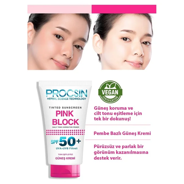 Procsin Pink Block Aydınlatıcı 50 ml 50 Faktör Güneş Kremi - Görsel 4