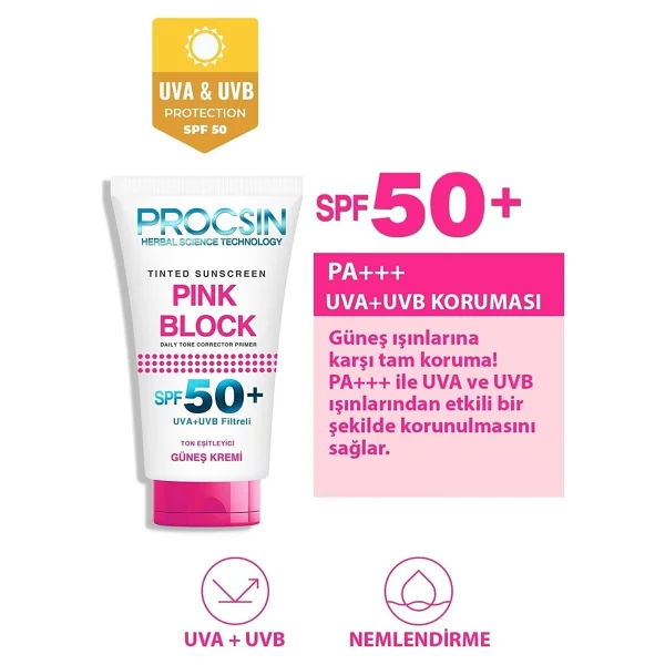 Procsin Pink Block Aydınlatıcı 50 ml 50 Faktör Güneş Kremi - Görsel 2