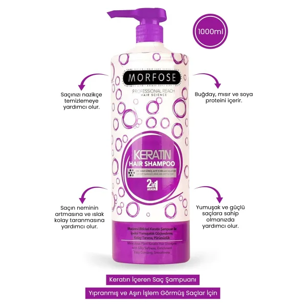 Morfose Keratin 2'si 1 Arada 1000 ml Şampuan - Görsel 2