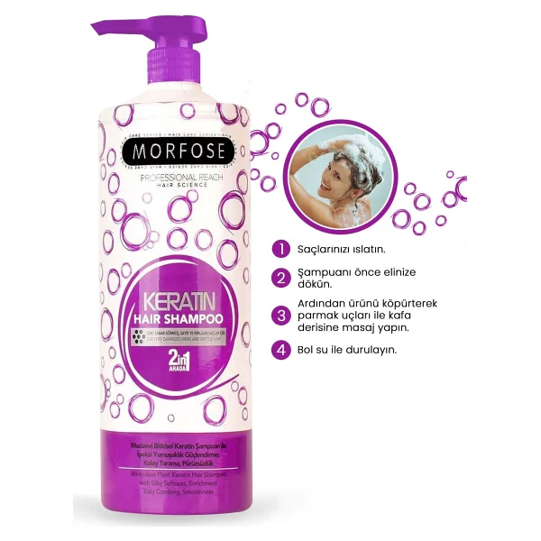 Morfose Keratin 2'si 1 Arada 1000 ml Şampuan - Görsel 3