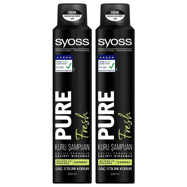Syoss Pure Fresh Silikonsuz 200 ml 2 Adet Kuru Şampuan - Görsel 2