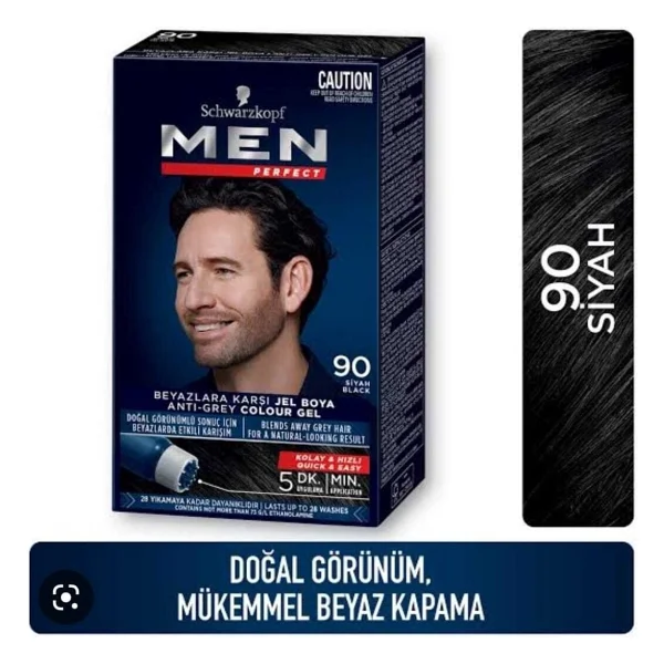 Men Perfect 90 Siyah 6 Adet Erkek Saç Boyası - Görsel 3