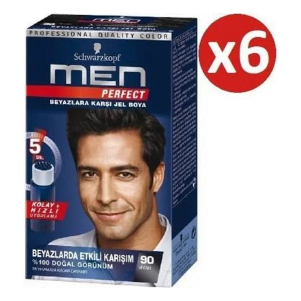 Men Perfect 90 Siyah 6 Adet Erkek Saç Boyası - Görsel 2