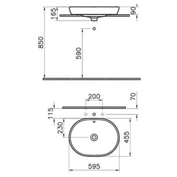 Vitra Metropole 5942B003-0012 60 cm Oval Çanak Lavabo - Görsel 2