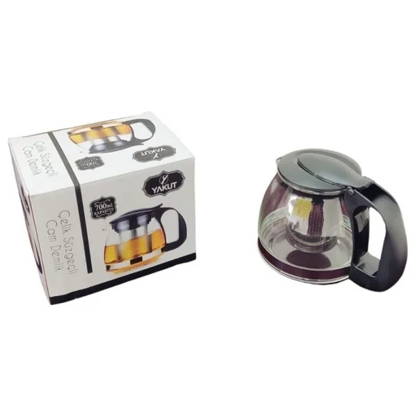 Yakut 700 ml Çelik Süzgeçli Cam Demlik - Görsel 2