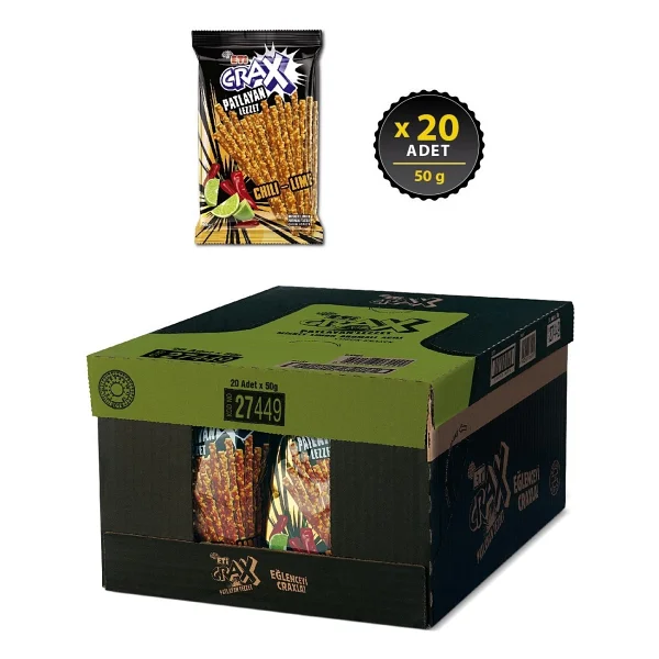 Eti Crax Patlayan Lezzet Chili Lime 50 gr 20'li Paket Çubuk Kraker - Görsel 2
