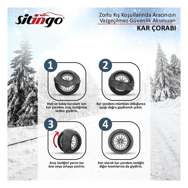 Sitingo Oto Lastik Kar Çorabı Performance Series - Large - Görsel 5