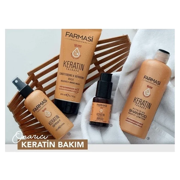 Farmasi Keratin Theraphy 4'lü Onarıcı Saç Bakım Seti Şampuan + Maske + Sprey + Serum - Görsel 2