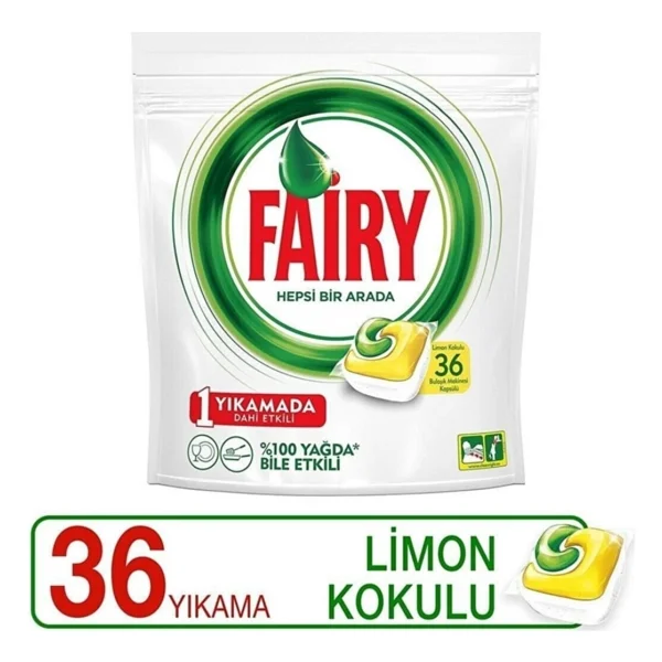 Fairy Hepsi Bir Arada Limon Bulaşık Makinesi Tableti 36'lı 3 Adet - Görsel 2