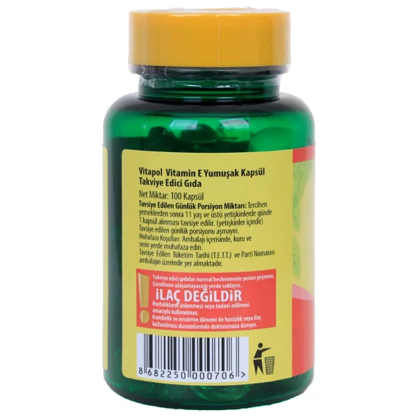 Vitapol Vitamin E 400 Iu 268 mg 100 Kapsül - Görsel 3
