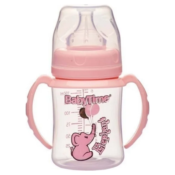 Babytime BT077 Silikon Uçlu Geniş Ağızlı Biberon 250ML - Pembe - Görsel 3