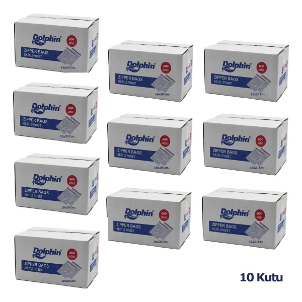Dolphin Kilitli Şeffaf Buzdolabı Kilitli Saklama Poşeti 16 x 20 cm 600'lü 10 Kutu - Görsel 2