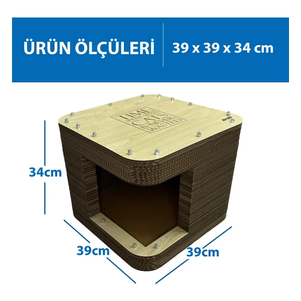 Herniks 39x39x34 cm Doğal Kedi Otlu Tırmalama Evi HR2003 - Görsel 3