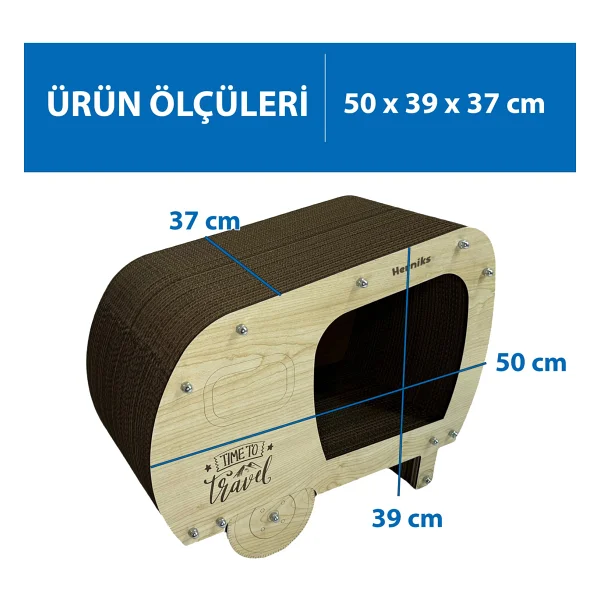 Herniks 39x39x34 cm Doğal Kedi Otlu Tırmalama Evi HR2003 - Görsel 6