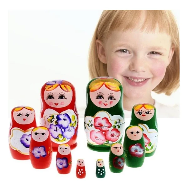 Dünyadan Hediyeler Ahşap Matruşka Bebek Beşli Set Kırmızı - Görsel 2