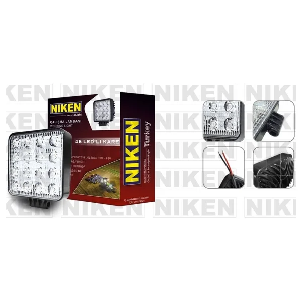 Çalışma lambası ledli kare 22-27w 16 ledli niken - Görsel 8