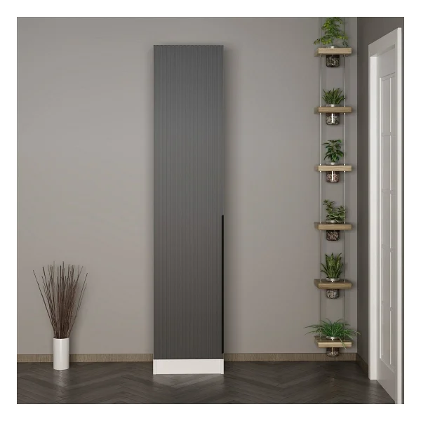 Minar Membran Çizgili 210 Cm Tek Bölme Raflı Tek Kapaklı Portmanto - Görsel 2
