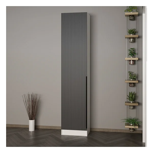 Minar Membran Çizgili 210 Cm Tek Bölme Raflı Tek Kapaklı Portmanto - Görsel 3