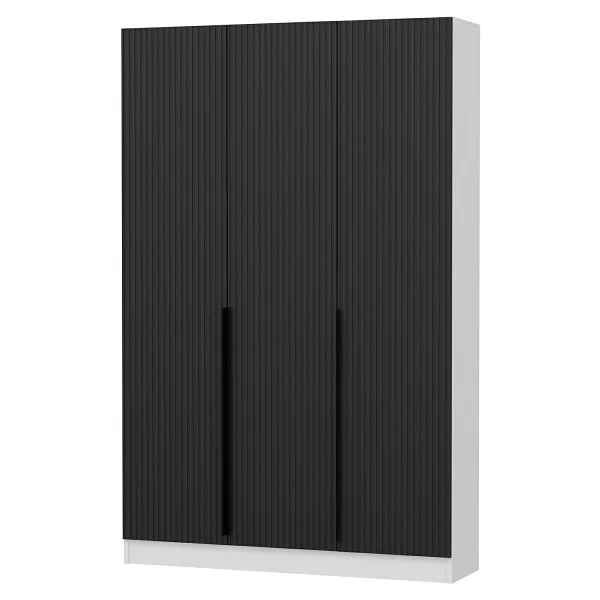 Minar Membran Çizgili 210 cm Tek Bölme Raflı 3 Kapaklı Portmanto - Görsel 4
