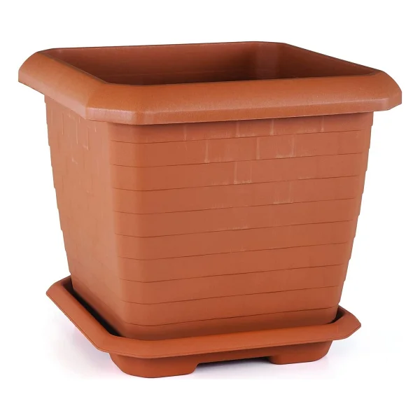 Serinova HK04 Hisar Kare Saksı No:4 Tabaklı 44,2 Cm, 44 Litre Kiremit - Görsel 6