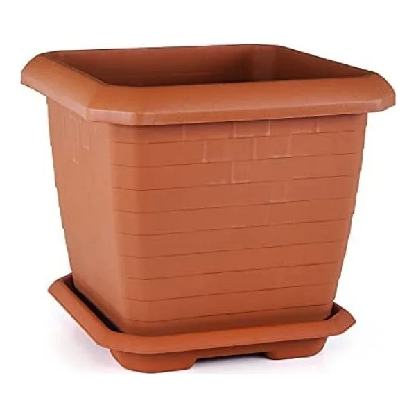Serinova HK04 Hisar Kare Saksı No:4 Tabaklı 44,2 Cm, 44 Litre Kiremit - Görsel 5