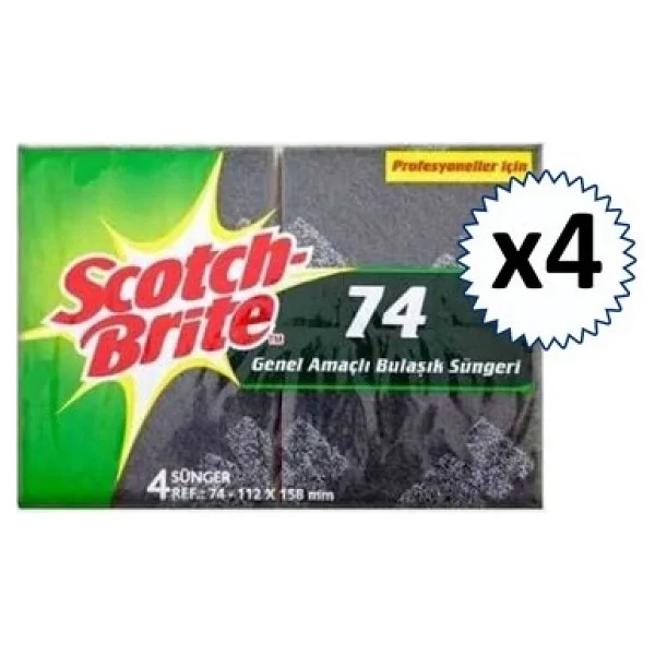 Scotch Brite SB74 Endüstriyel Bulaşık Süngeri 4'lü 4 Paket - Görsel 2