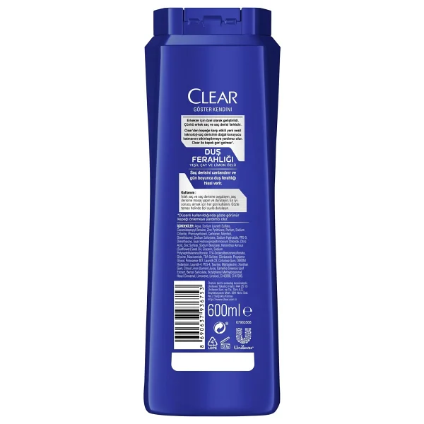Clear Men Duş Ferahlığı 600 ml Kepek Şampuanı - Görsel 7